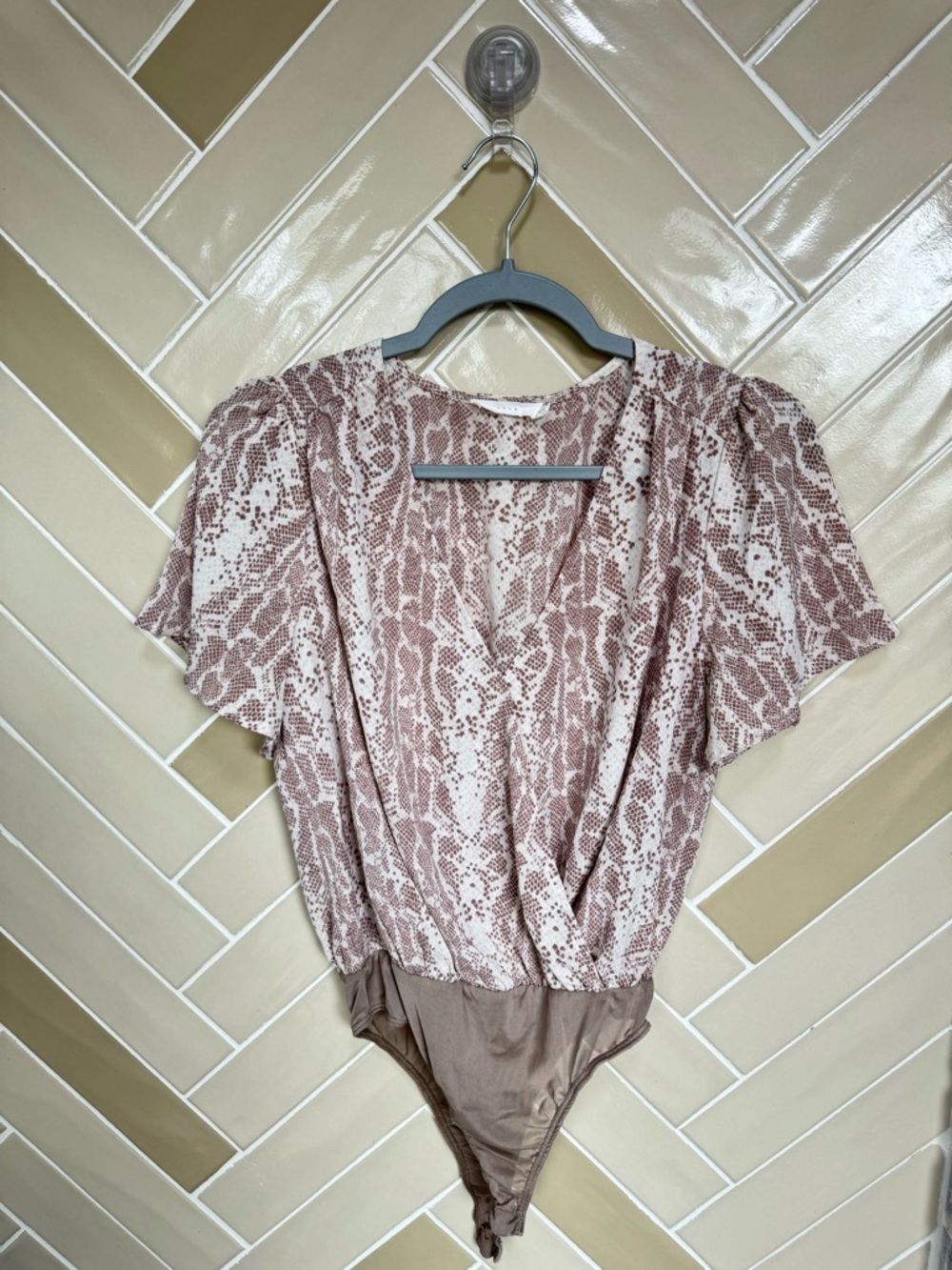 Lush Blush Snake-Print Wrap Bodysuit